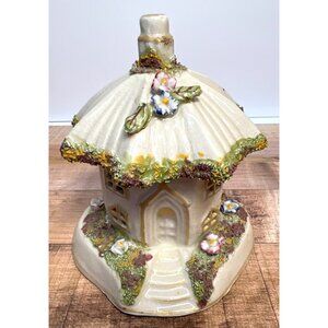 Vintage Coalport Ceramic umbrella House Hand-Painted Floral Details Cream & Past